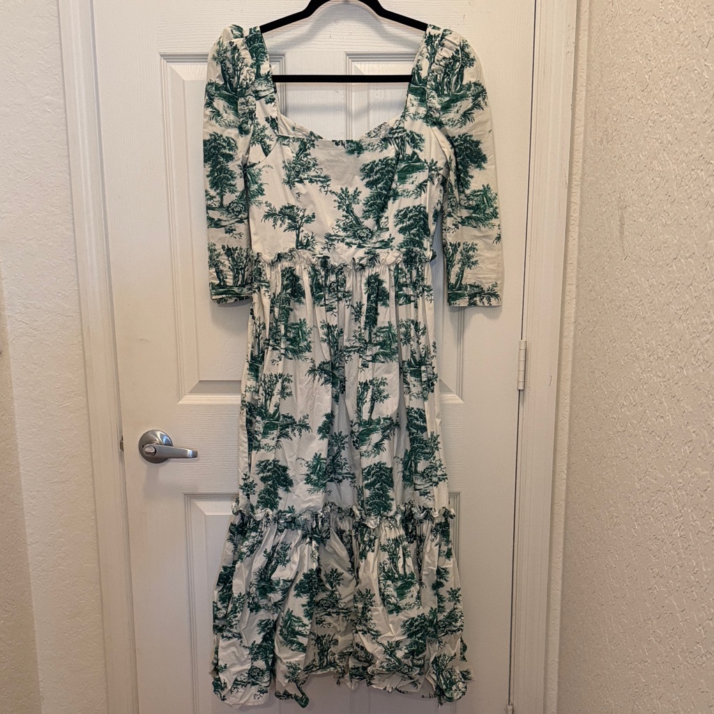 Cara Cara Green And White Midi Dress